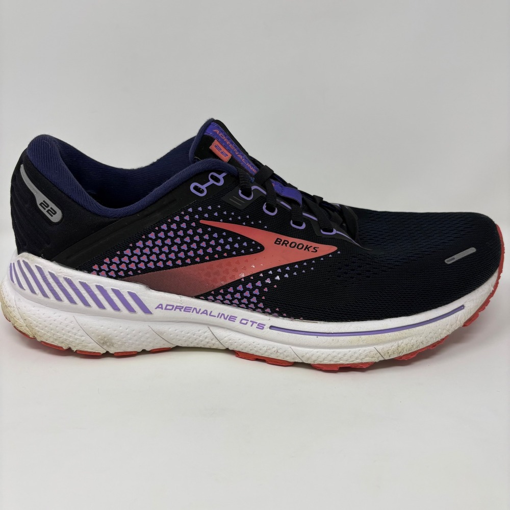 Brooks Adrenaline GTS 22 Womens Size 11.5 Black Purple Athletic Running Shoes